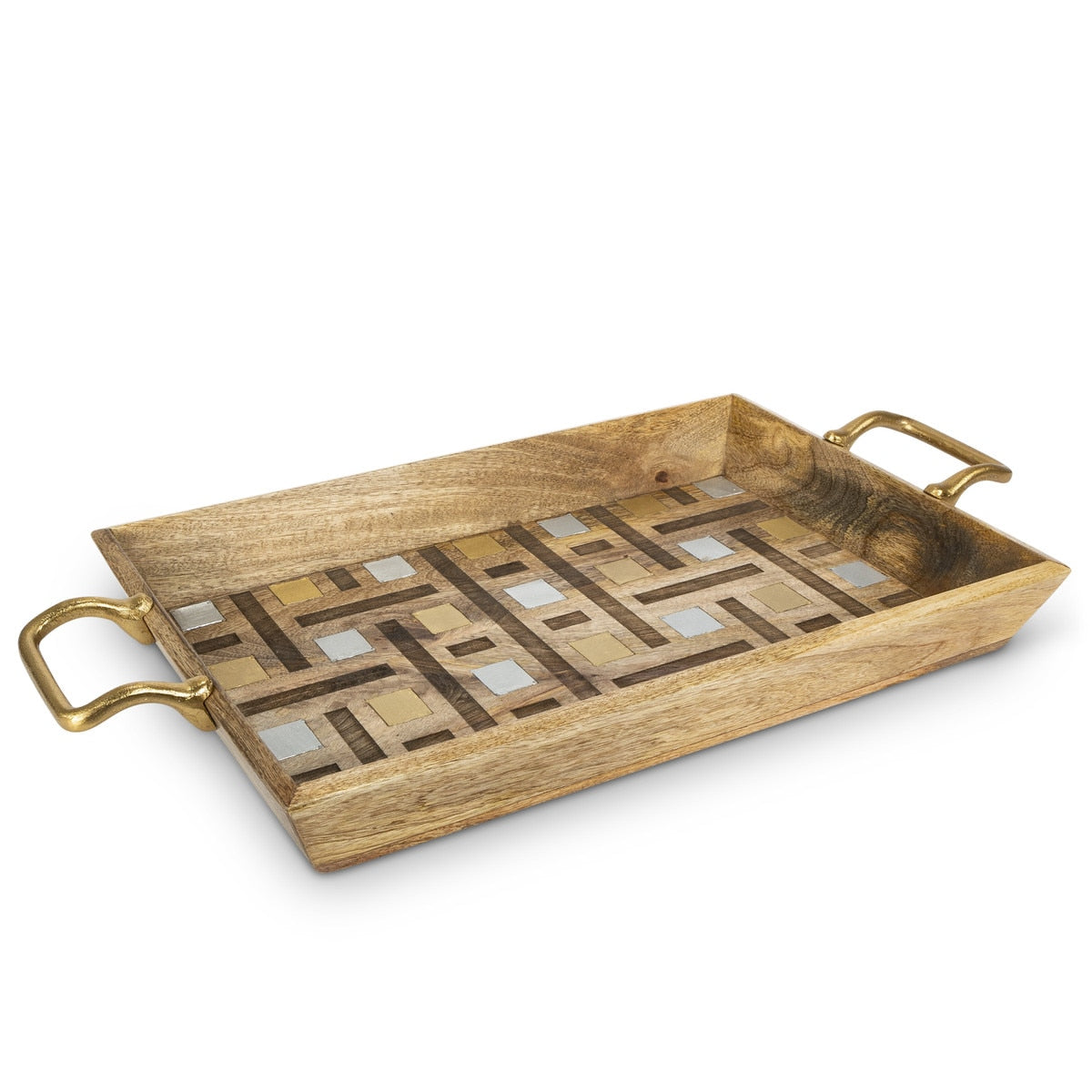 Wood Tray w/Metal Inlay