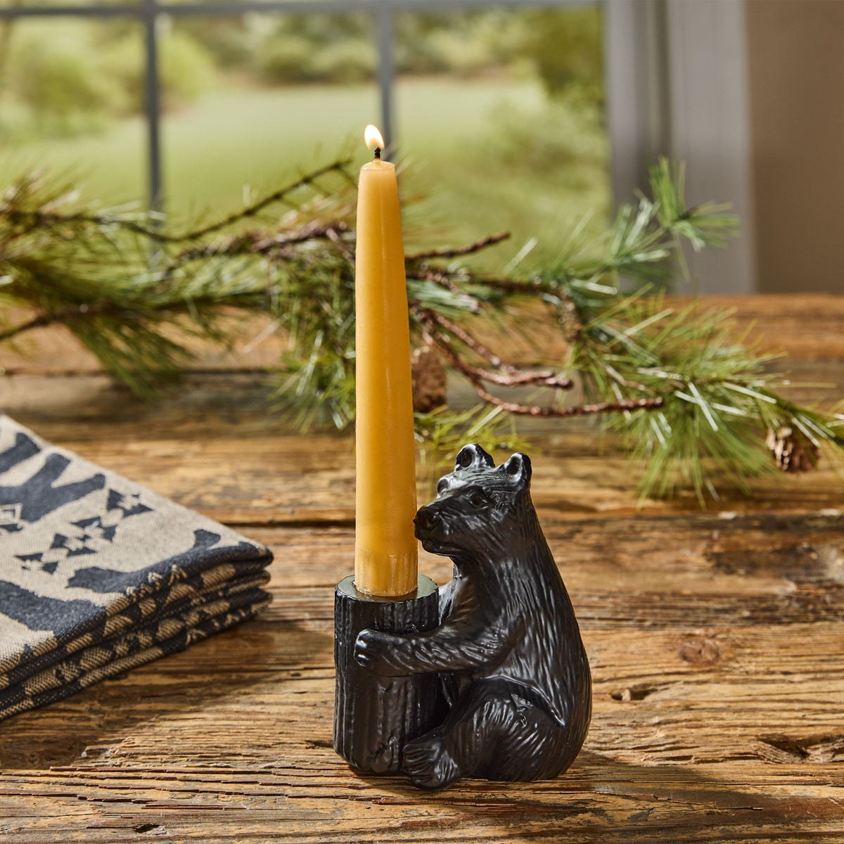 Woodland Bear Iron Candle Holder