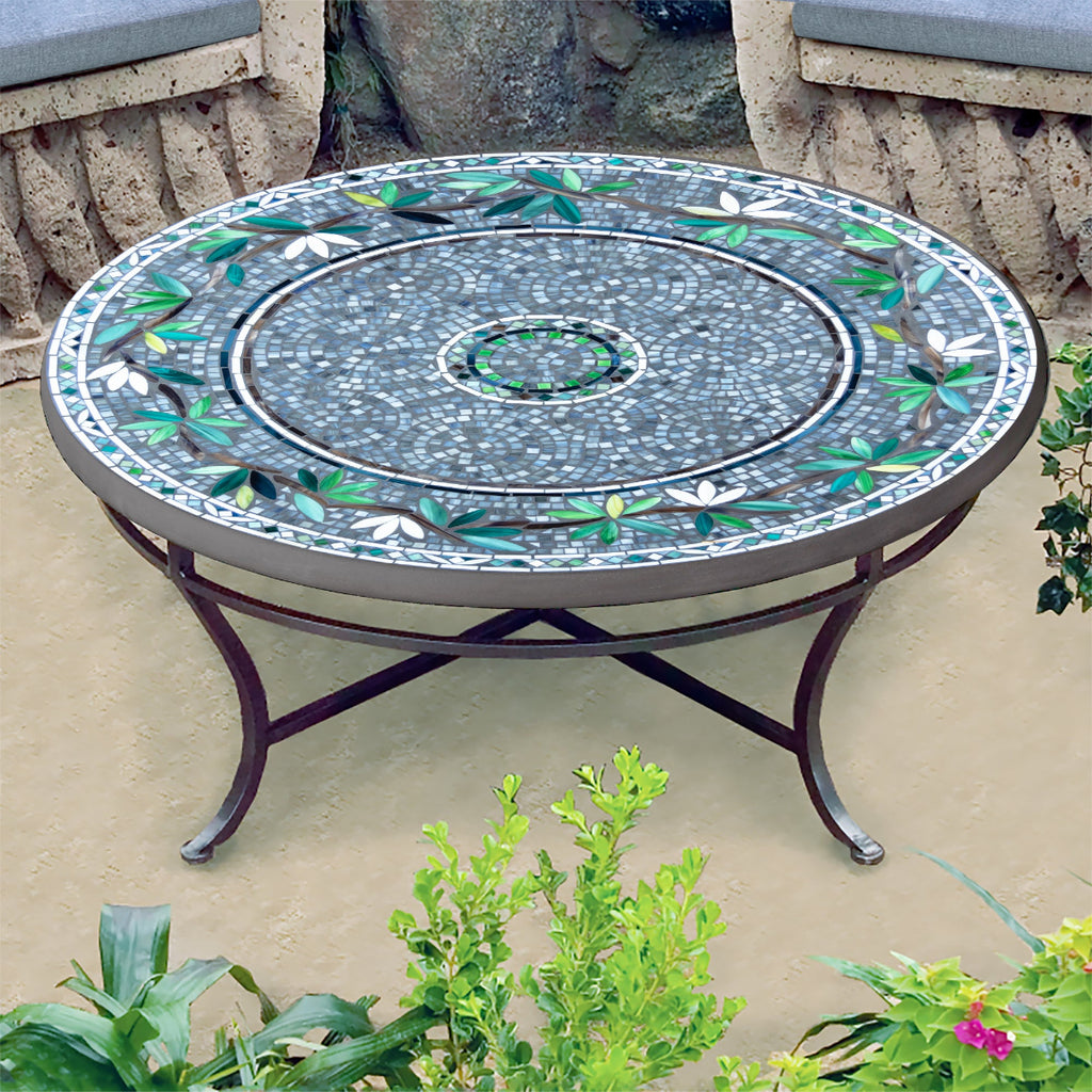 Zen Mosaic Coffee Table - Round | Neille Olson Mosaics - Iron Accents
