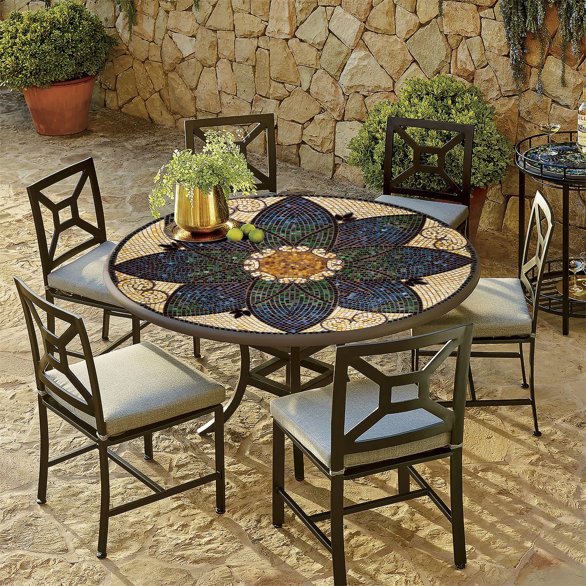 Monaco Mosaic Patio Table-Iron Accents