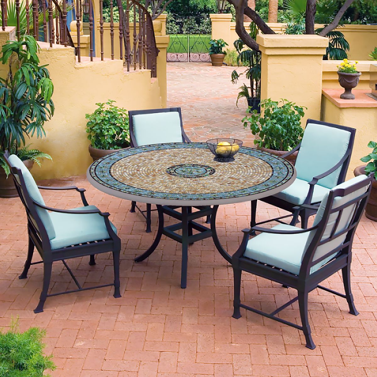 Malibu Mosaic Patio Table-Iron Accents
