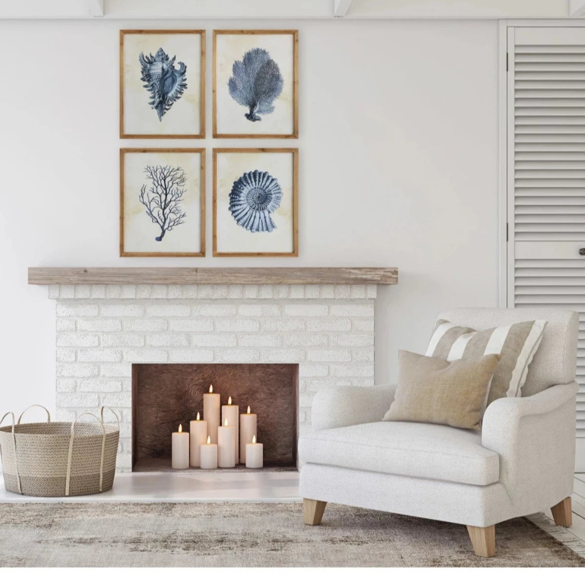 Coastal Elegance Wood Framed Wall Art