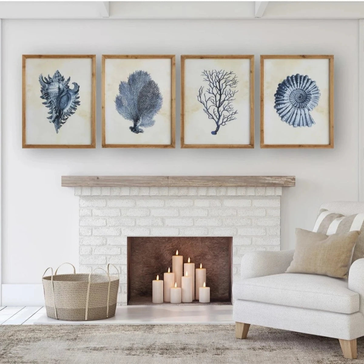 Coastal Elegance Wood Framed Wall Art