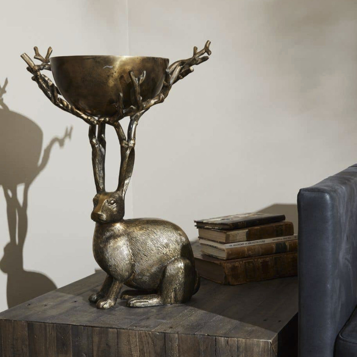 Golden Rabbit Bowl Iron Accents