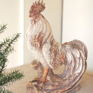 Distressed faux concrete rooster sculpture