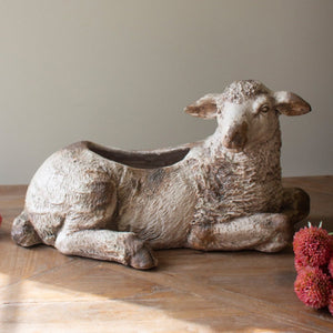 Another view of the faux concrete sheep planter