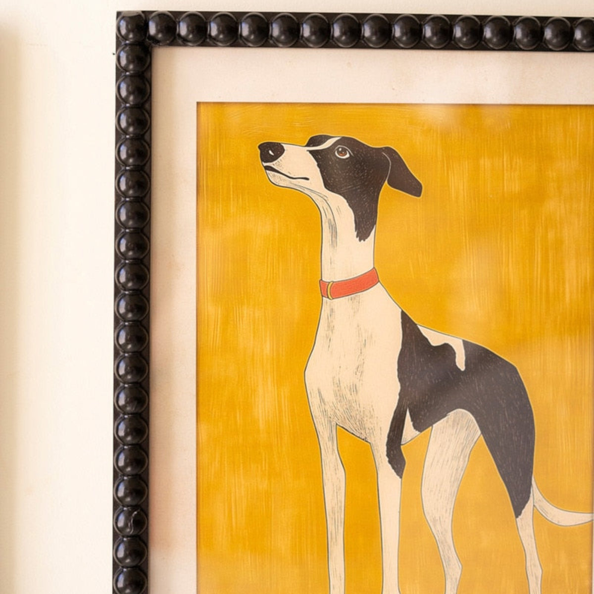 Framed hound dog print from the set of 4