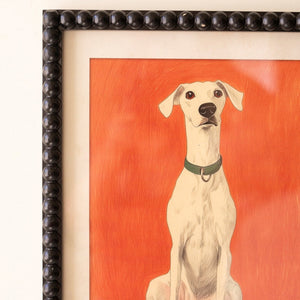 Framed hound print with beaded frame