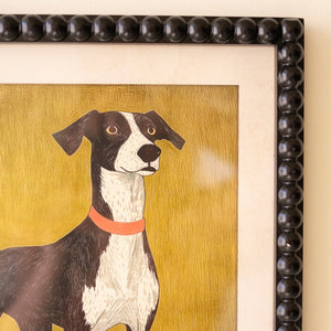 Framed hound print with printed mat