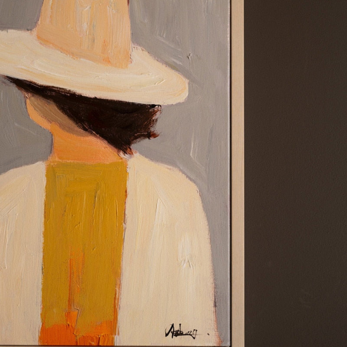 Detail of the textured framed portrait painting