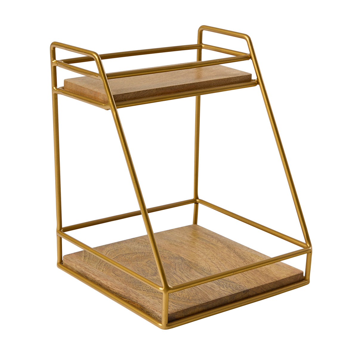 Luxe Gold & Wood 2-Tier Organizer