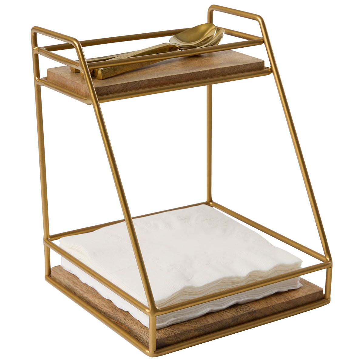 Luxe Gold & Wood 2-Tier Organizer