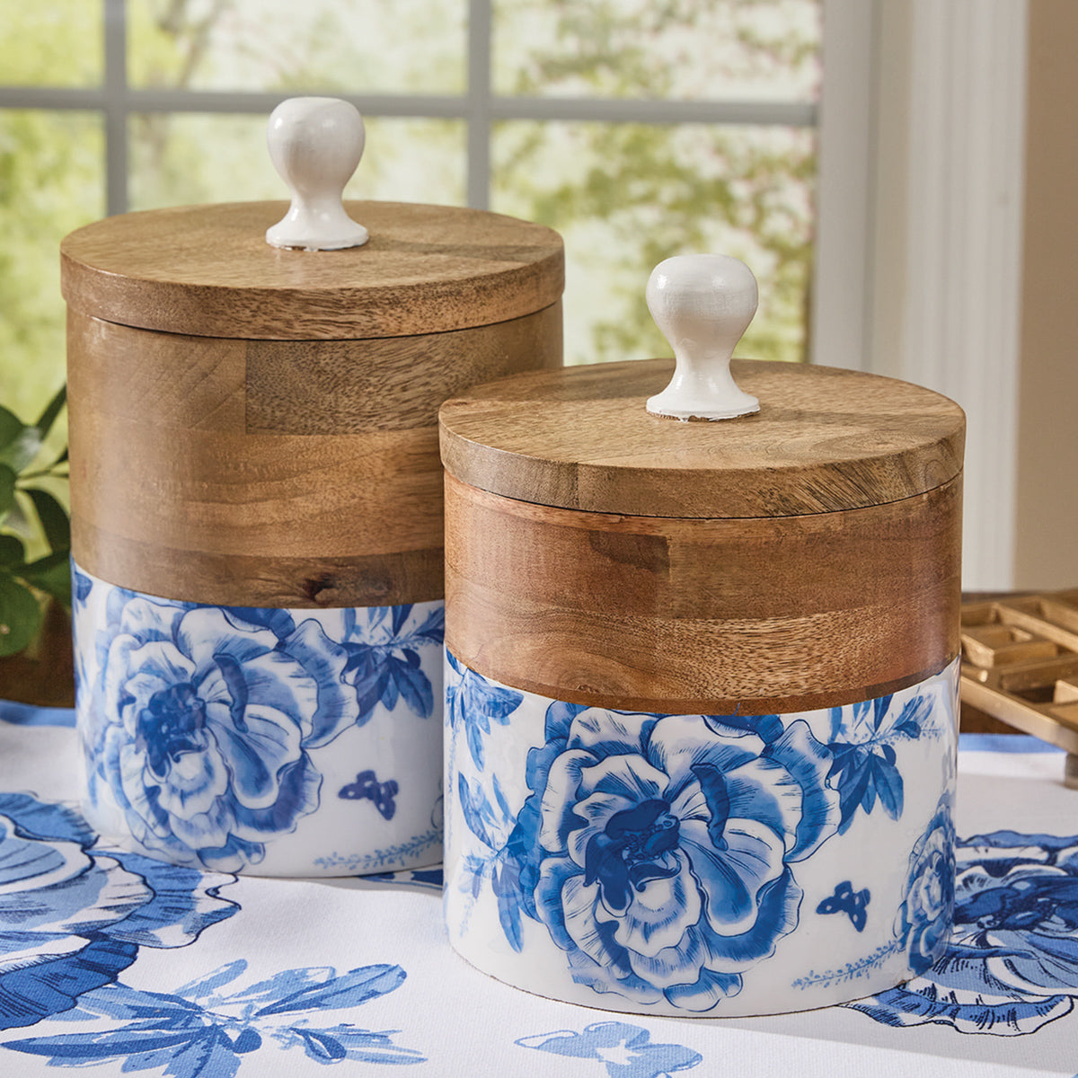 Vintage Bloom Wooden Canisters