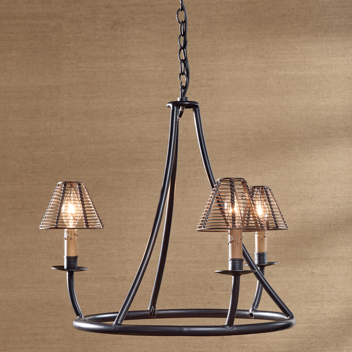 Pendant Ranch Sign Ranch Three-Light Pendant – Rustic Metal Chandelier with Wire Shades ...
