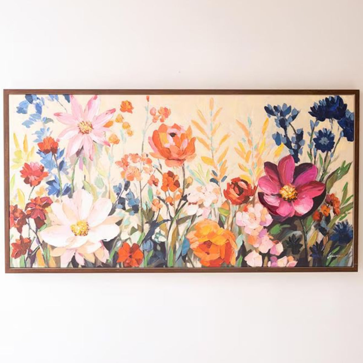 47 inch framed wildflower canvas on a white background