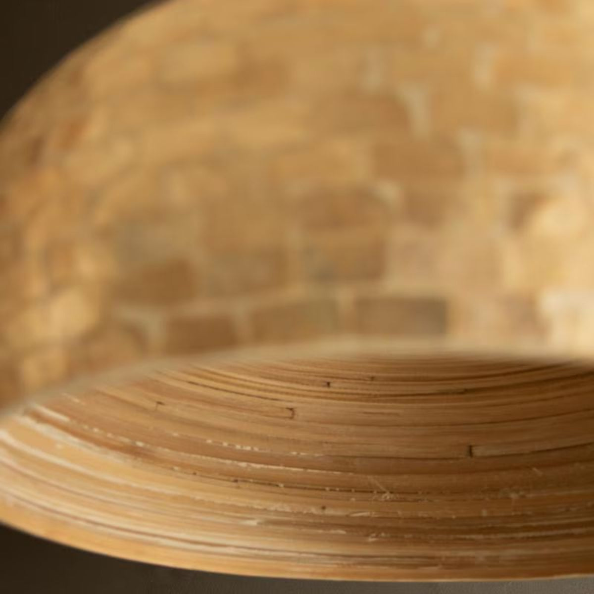 Close-up of spun bamboo and pearlized capiz shell texture