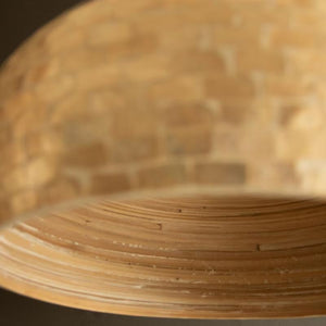 Close-up of spun bamboo and pearlized capiz shell texture