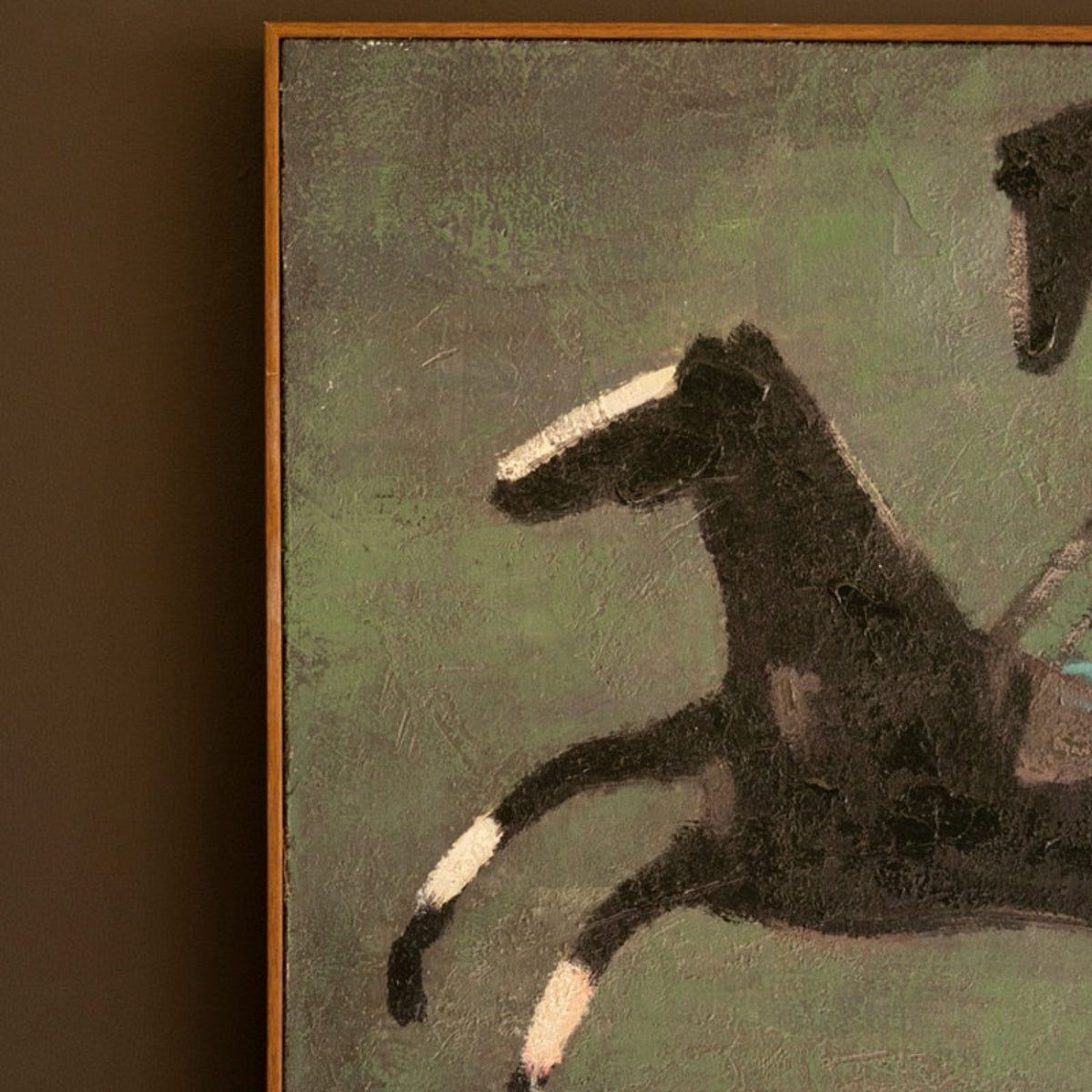 Detail of the race horses painting brushwork