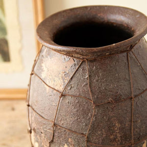 Top view of rustic ceramic vessel opening