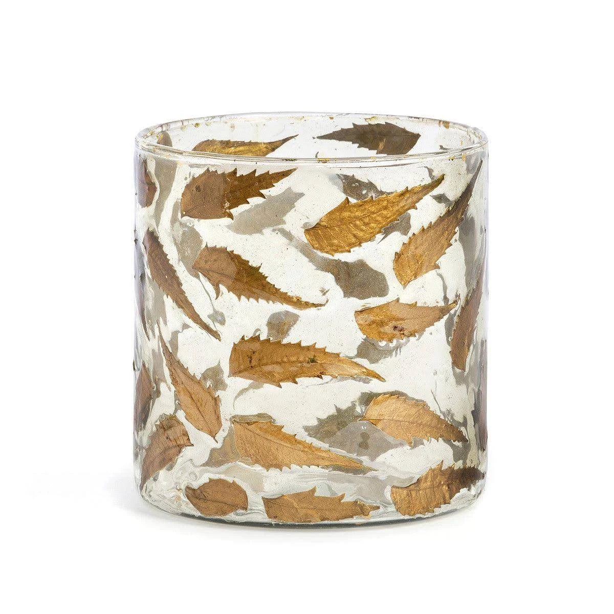 Autumn Whisper Bronze Leaf Glass Hurricane