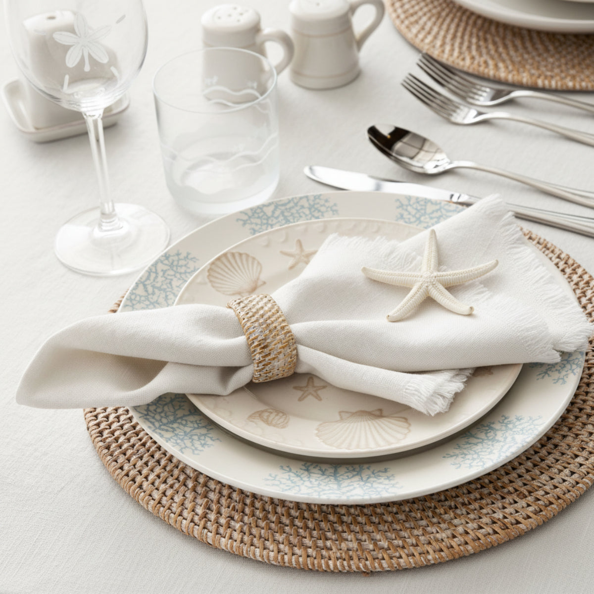 Tavira Handwoven Rattan Placemat - Oyster