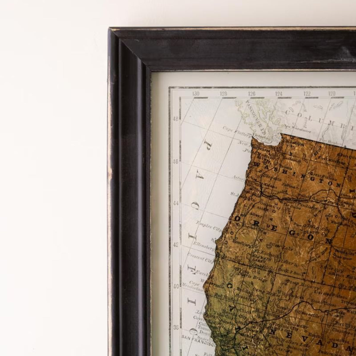 Vintage United States Map Framed Wall Art | Iron Accents