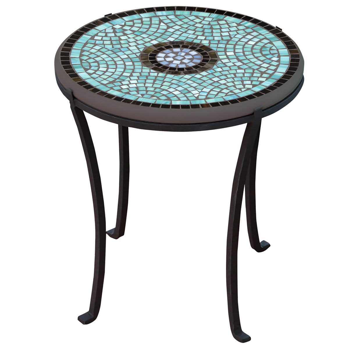 Jade Glass Mosaic Chaise Table-Iron Accents