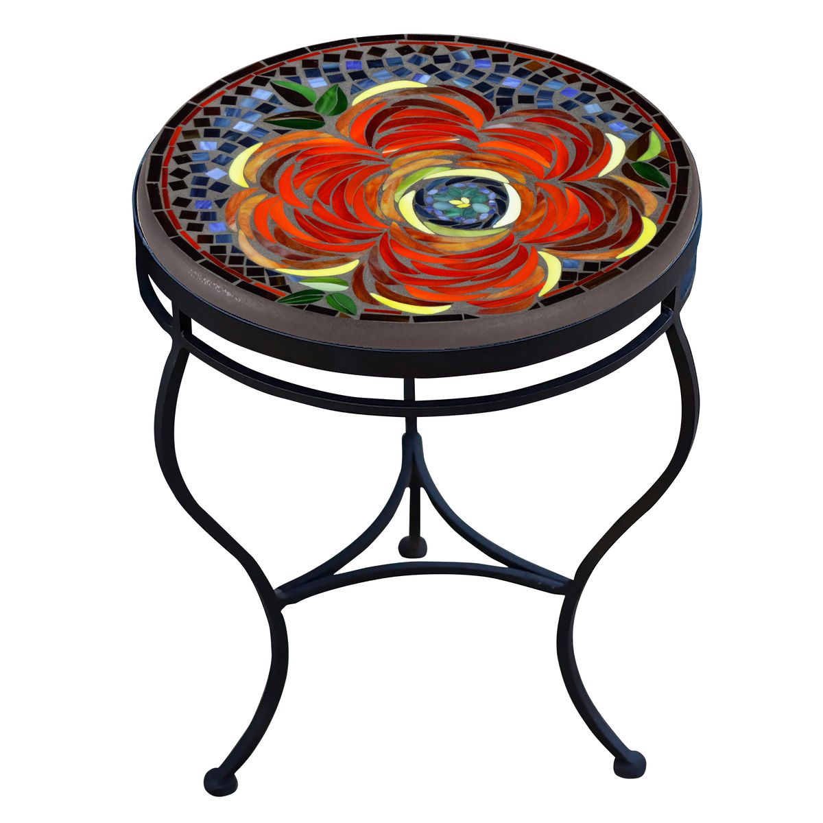 Zinnia Mosaic Side Table-Iron Accents