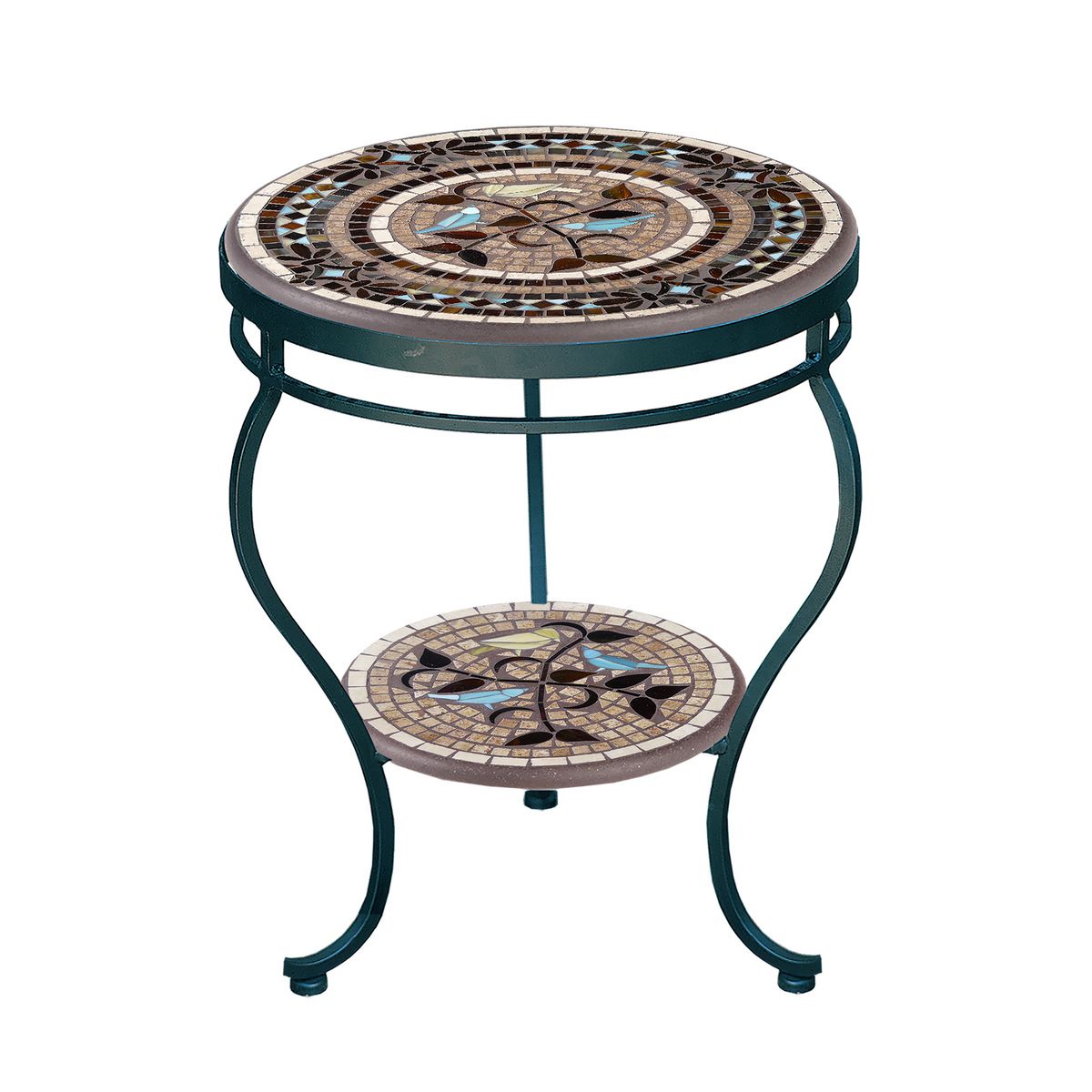 Provence Mosaic Side Table - Tiered-Iron Accents