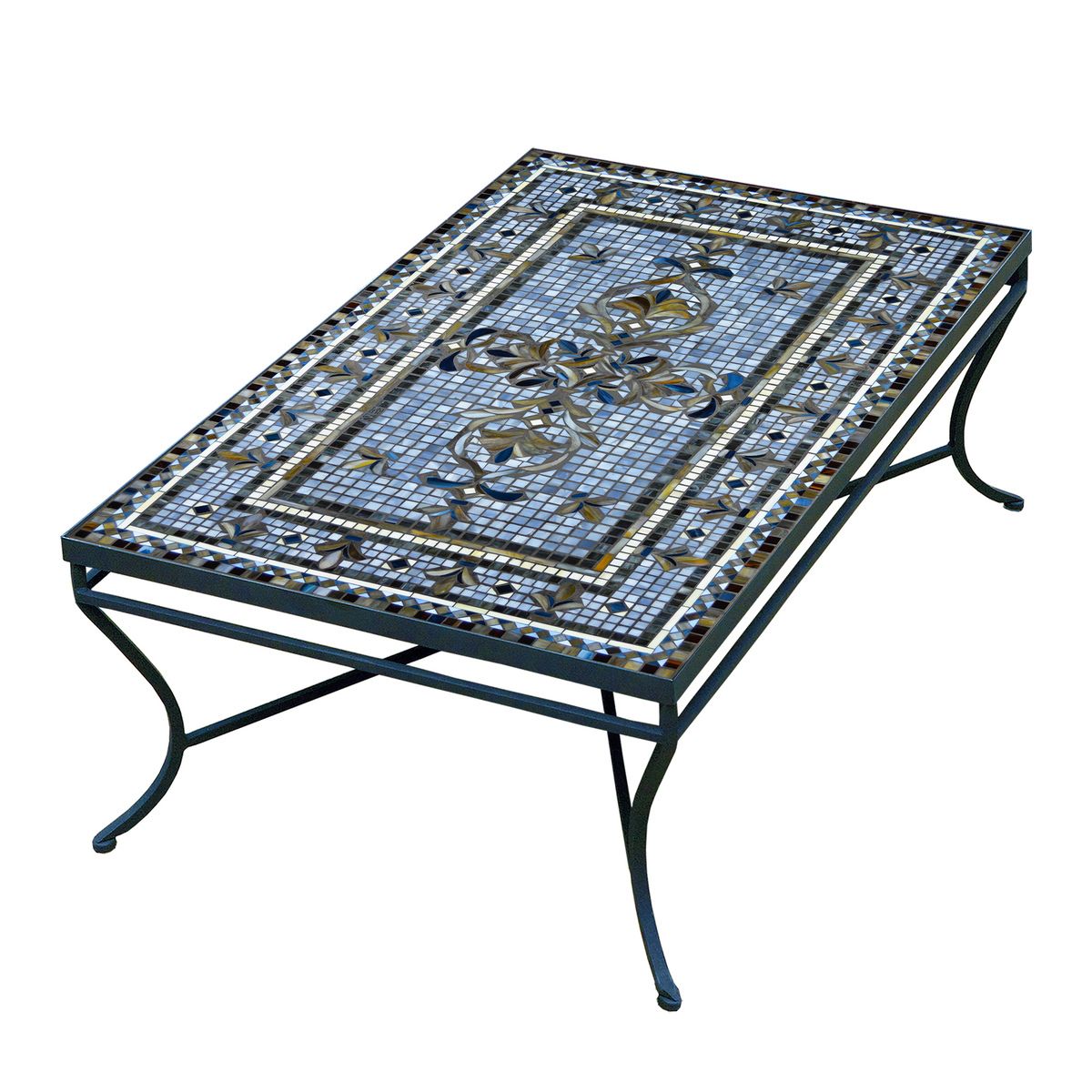 Roma Mosaic Coffee Table - Rect-Iron Accents