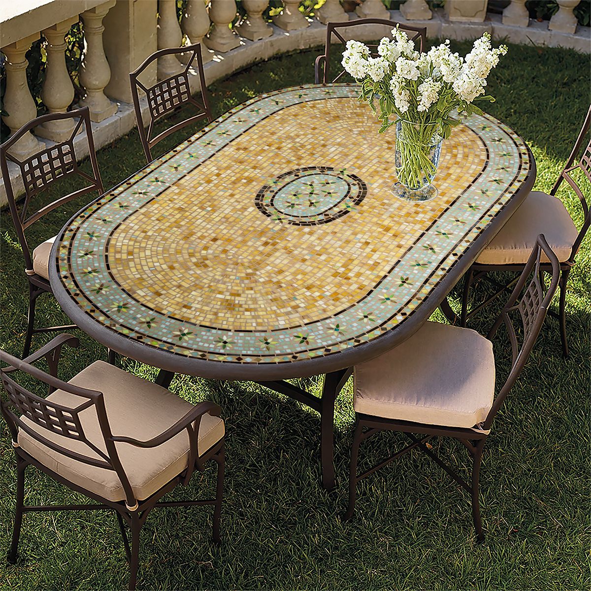 Malibu Mosaic Oval Bistro-Iron Accents