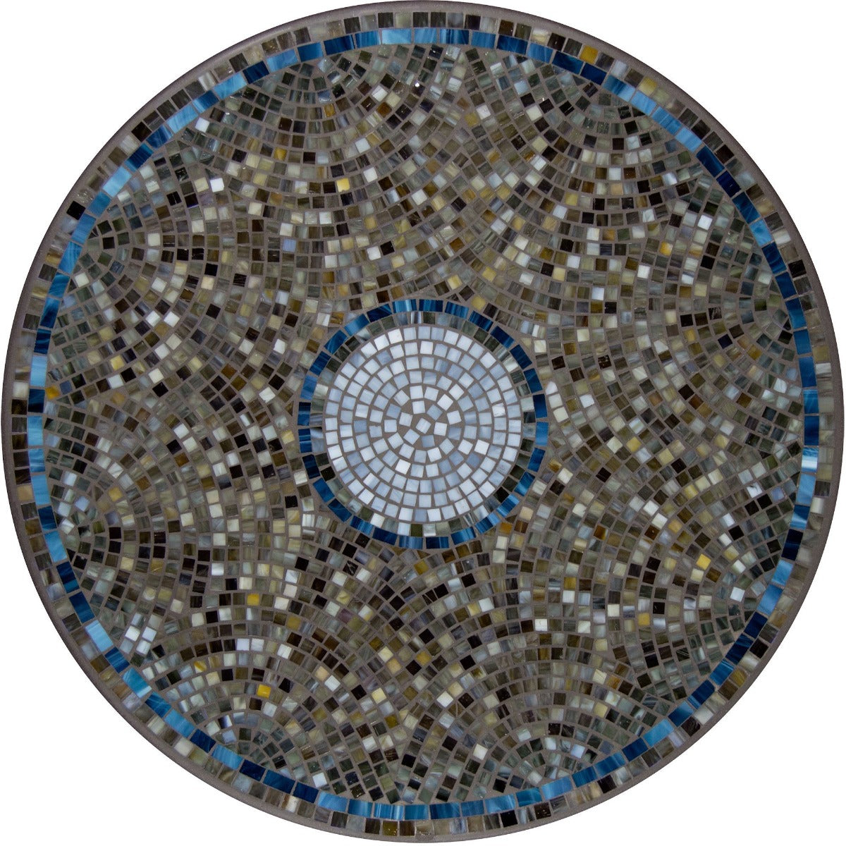 Slate Glass Mosaic Table Tops-Iron Accents