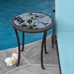 Royal Hummingbird Mosaic Chaise Table-Iron Accents
