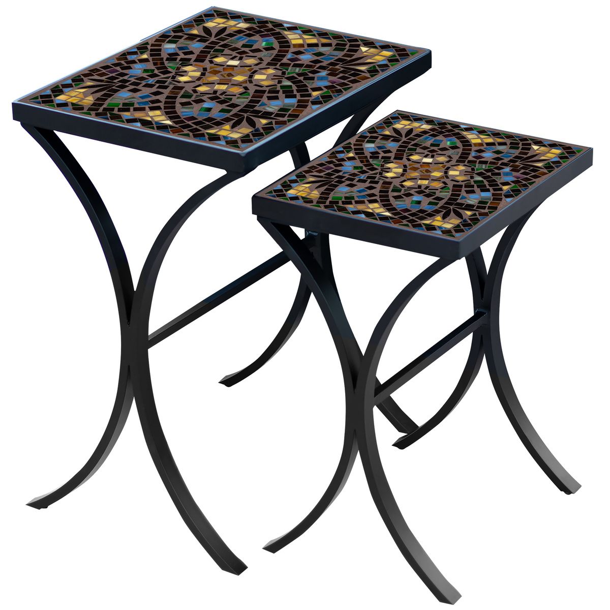 Monaco Mosaic Nesting Tables-Iron Accents