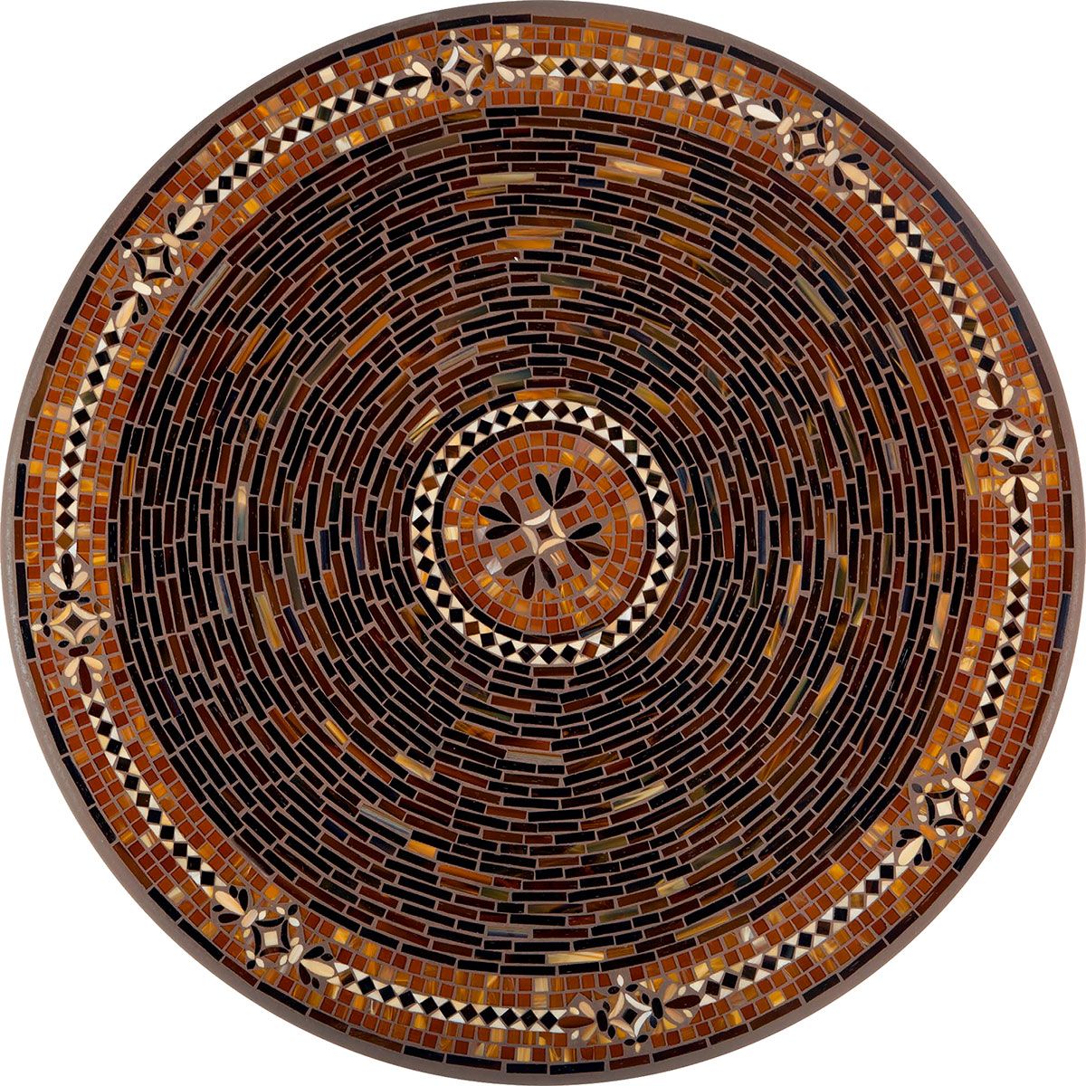 Mahogany Atlas Mosaic Table Tops-Iron Accents