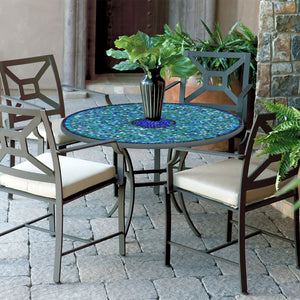 Opal Glass Mosaic Patio Table-Iron Accents