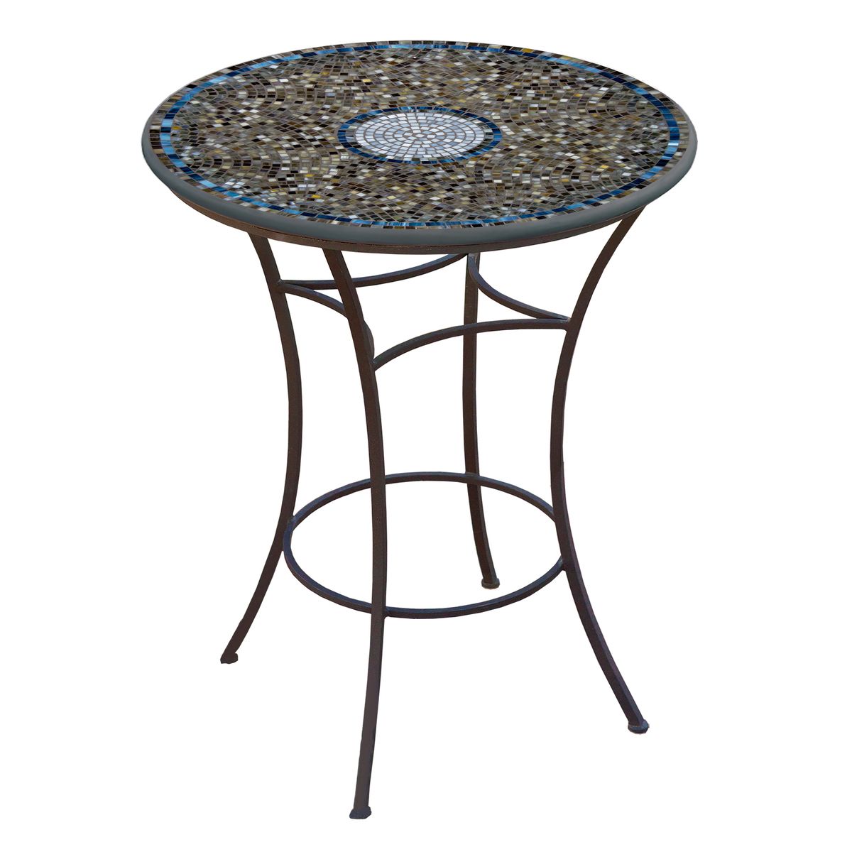 Slate Glass Mosaic High Dining Table-Iron Accents