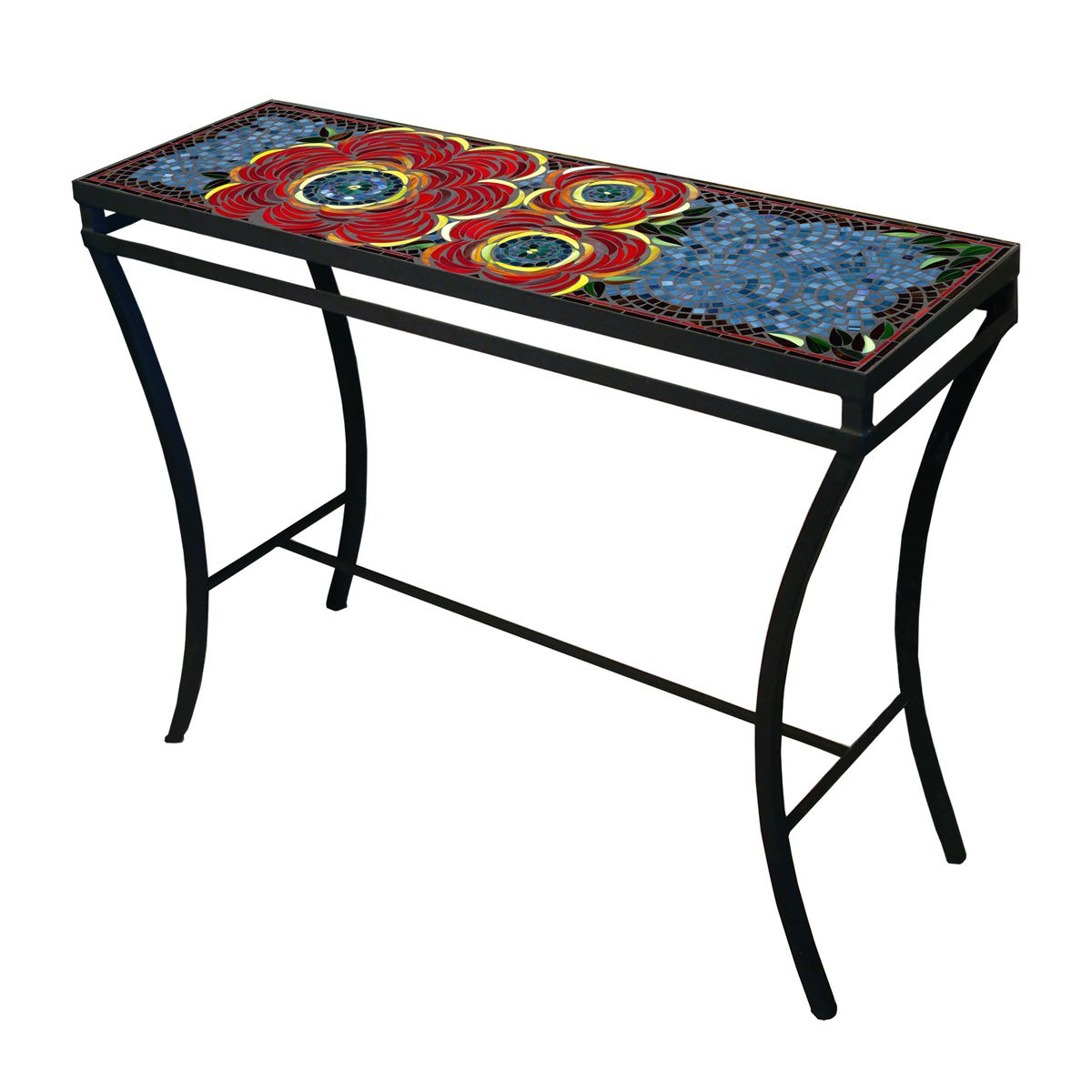 Zinnia Mosaic Console Table-Iron Accents