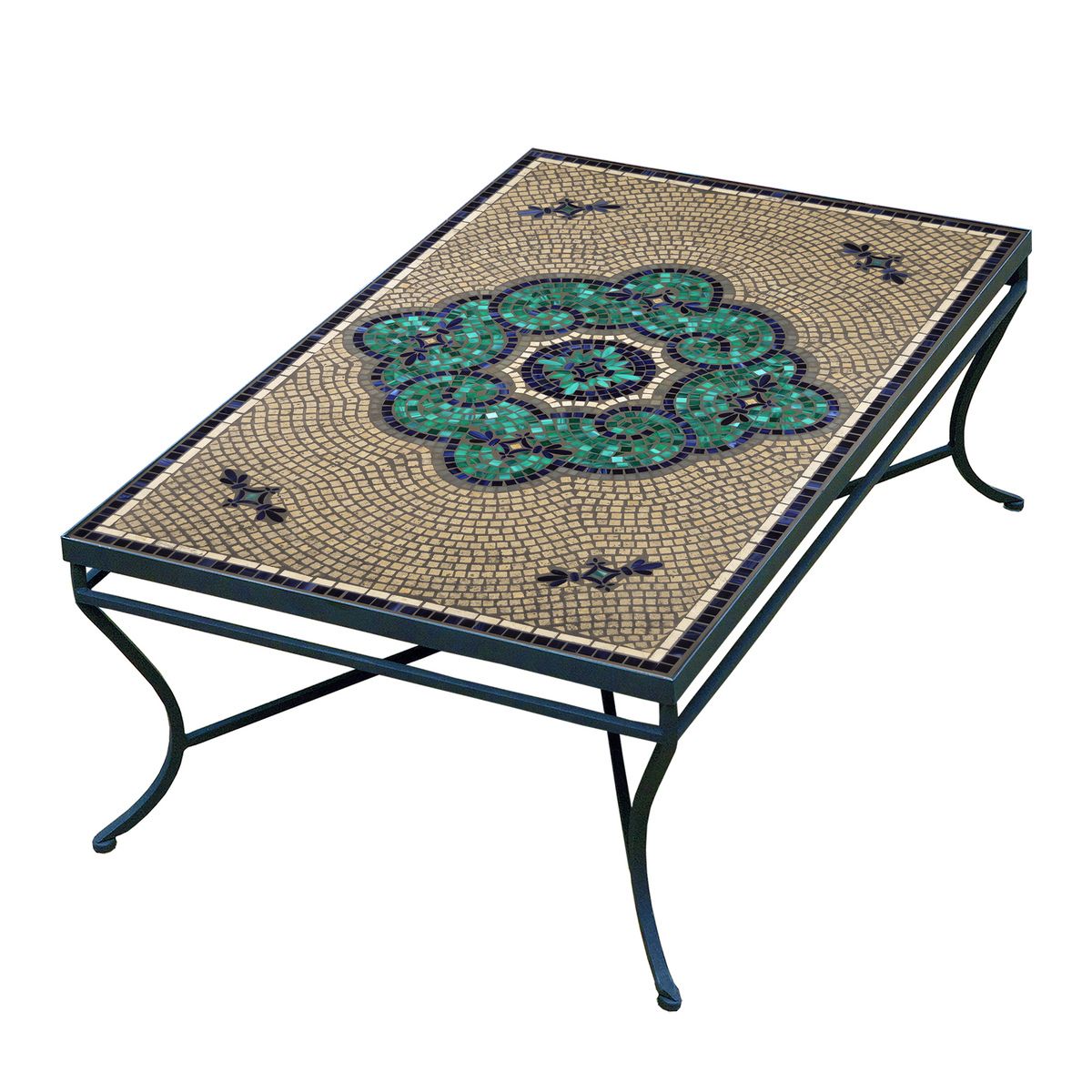 Sardinia Mosaic Coffee Table - Rect-Iron Accents