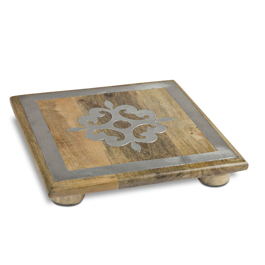 Heritage Wood Trivet w/ Inlay-Iron Accents