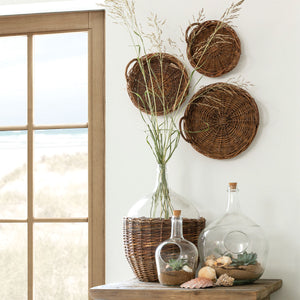 Round Willow Trays (Set-3)-Iron Accents