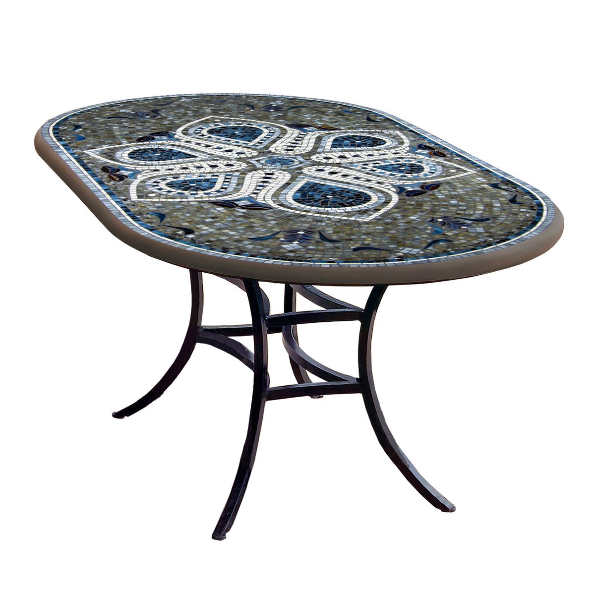 Grigio Mosaic Oval Bistro-Iron Accents