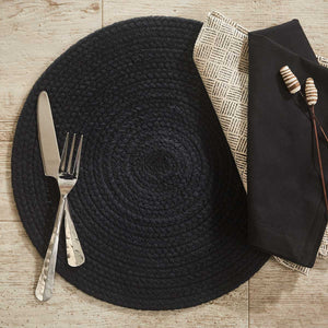 Woven Round Placemat - Black