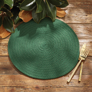 Woven Round Placemat - Green