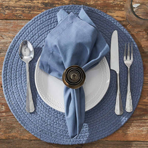 Woven Round Placemat - Marine Blue