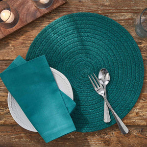 Woven Round Placemat - Peacock