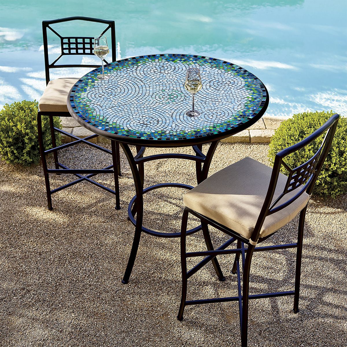 Belize Mosaic High Dining Table-Iron Accents