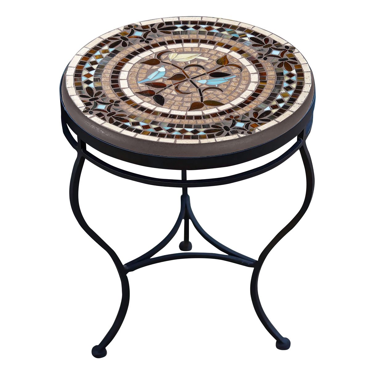 Provence Mosaic Side Table-Iron Accents