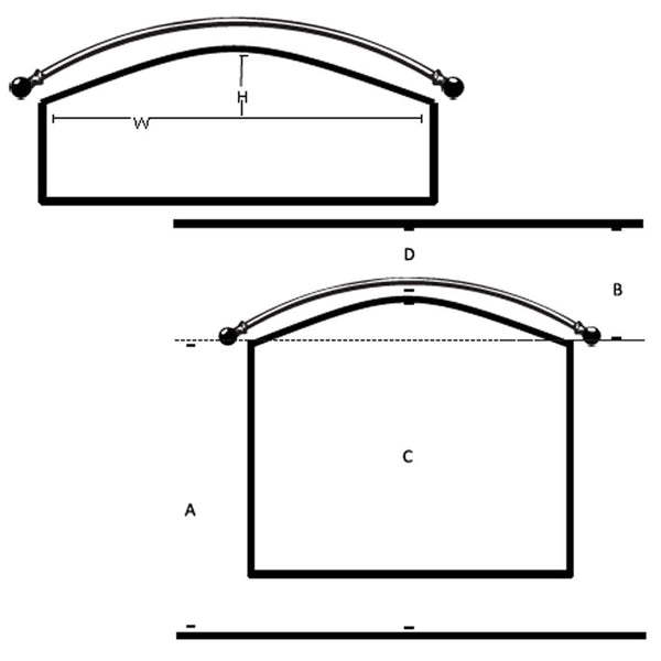 Custom Arch / Eyebrow Window Rods - Iron Accents