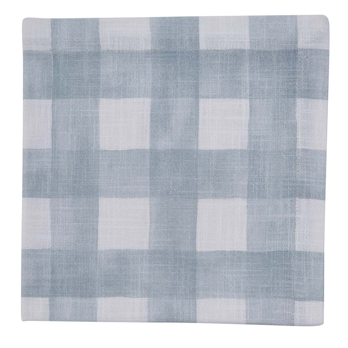 Watercolor Blue Check Table Linens - Iron Accents